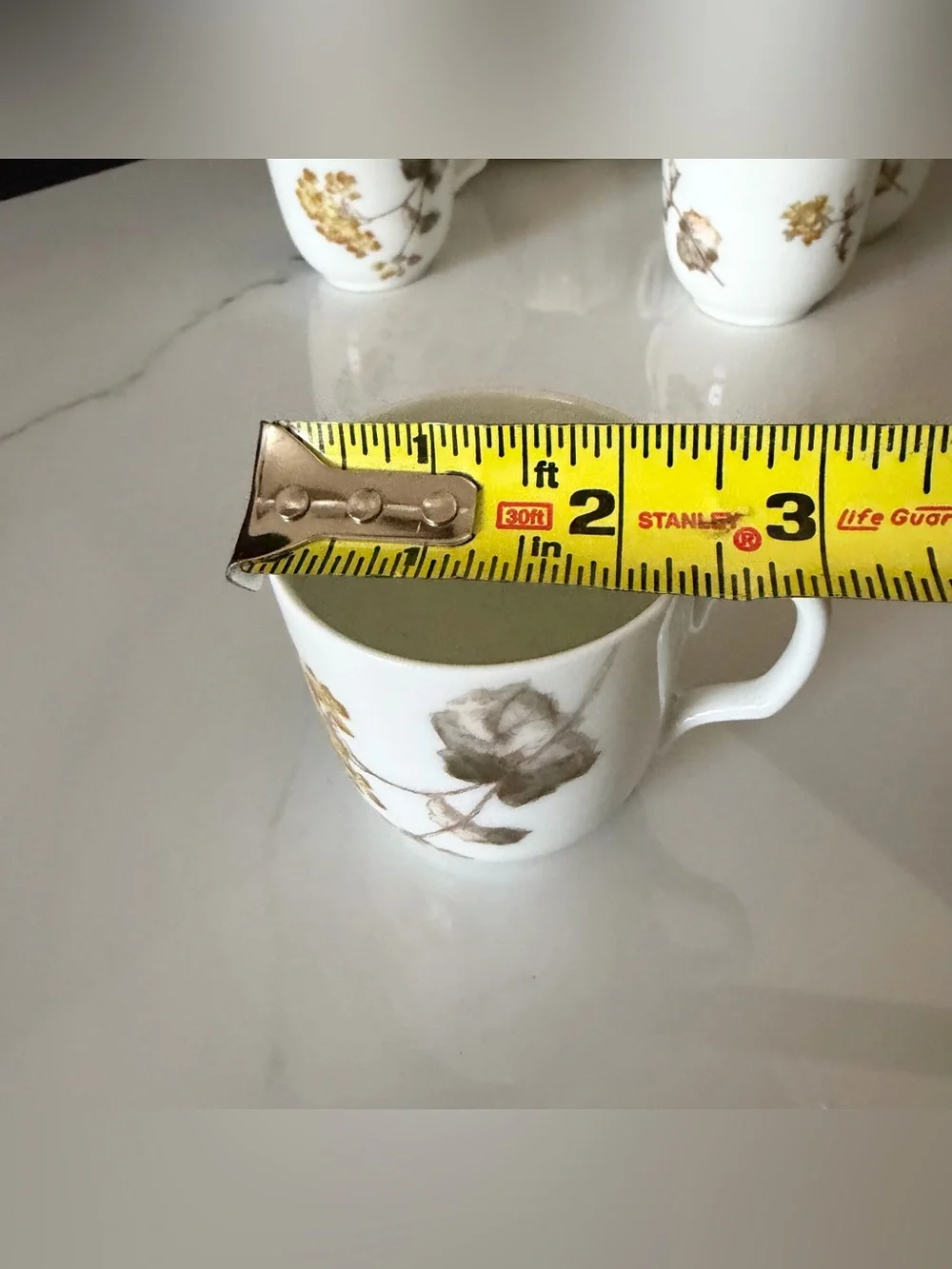 SET of 7 Espresso Demitasse Cup & Saucers - Yellow Floral - Haviland Limoges